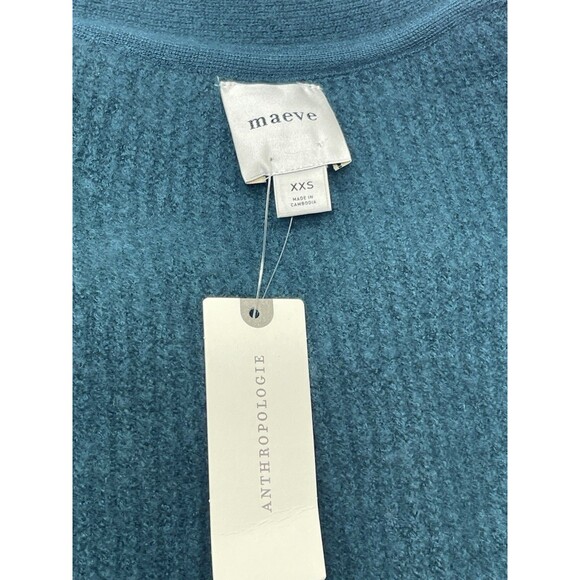 Anthropologie Maeve Cardigan Sweater Hourglass Turquoise Preppy Cozy Sz XXS NWT - Picture 9 of 9